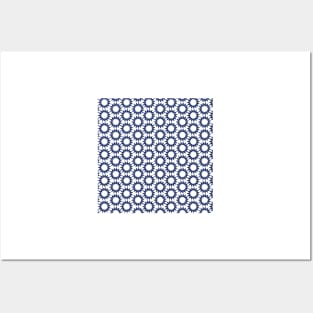 Navy blue circular design pattern Posters and Art